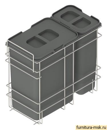 WE29.0129.05.549-D1 Система мусорных ведер Вариант мульти 300, ведра 1x20L/1x9L пластмасса/металл серые (без направляющих)